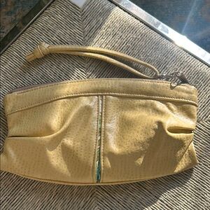 Yellow Vegan Leather Wristlet Clutch